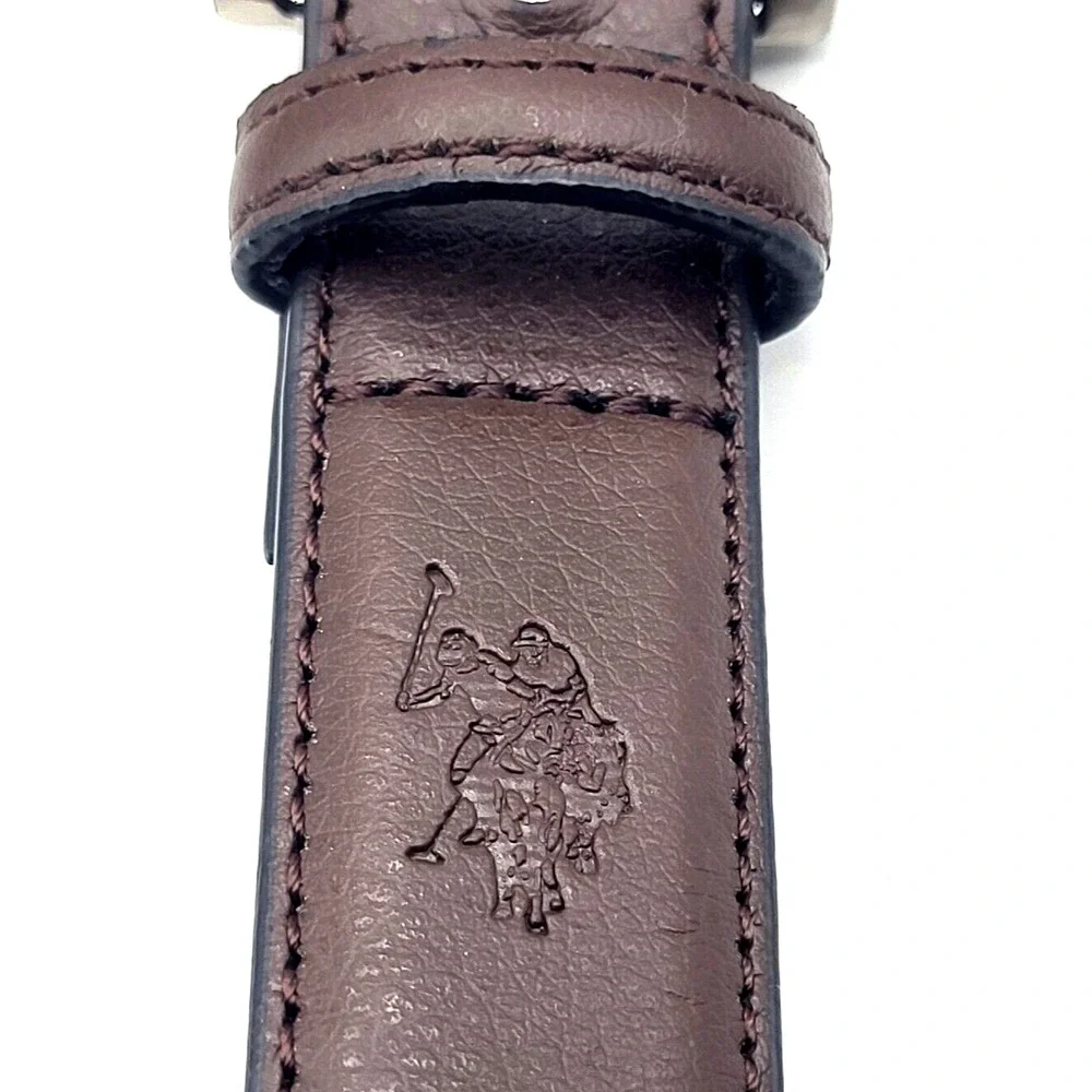 US POLO ASSN Brown Belt Pebbled Faux Leather Youth Large 30/32